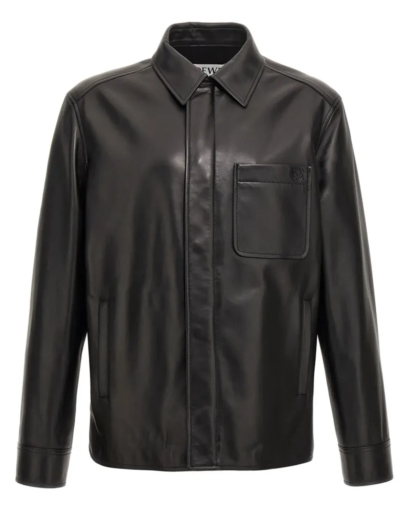 Loewe Hemdjacke aus Leder - Schwarz Schwarz