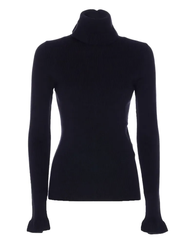 Chloé Stehkragen-Pullover mit gerüschten Bündchen - Blau Blau