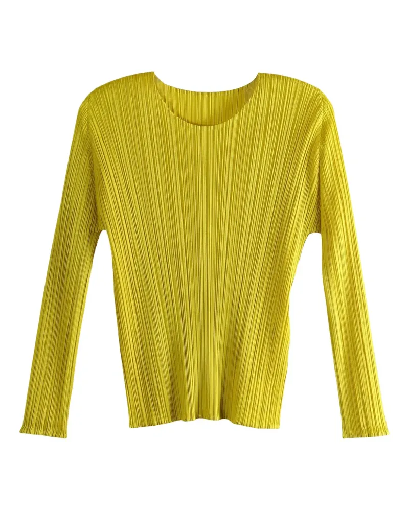 Issey Miyake pleated long-sleeve top - Gelb Gelb