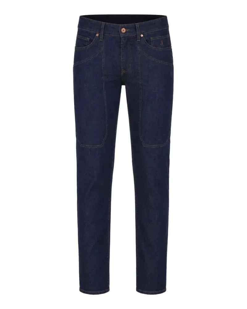Jeckerson Schmale Jeans mit Patches - Blau Blau