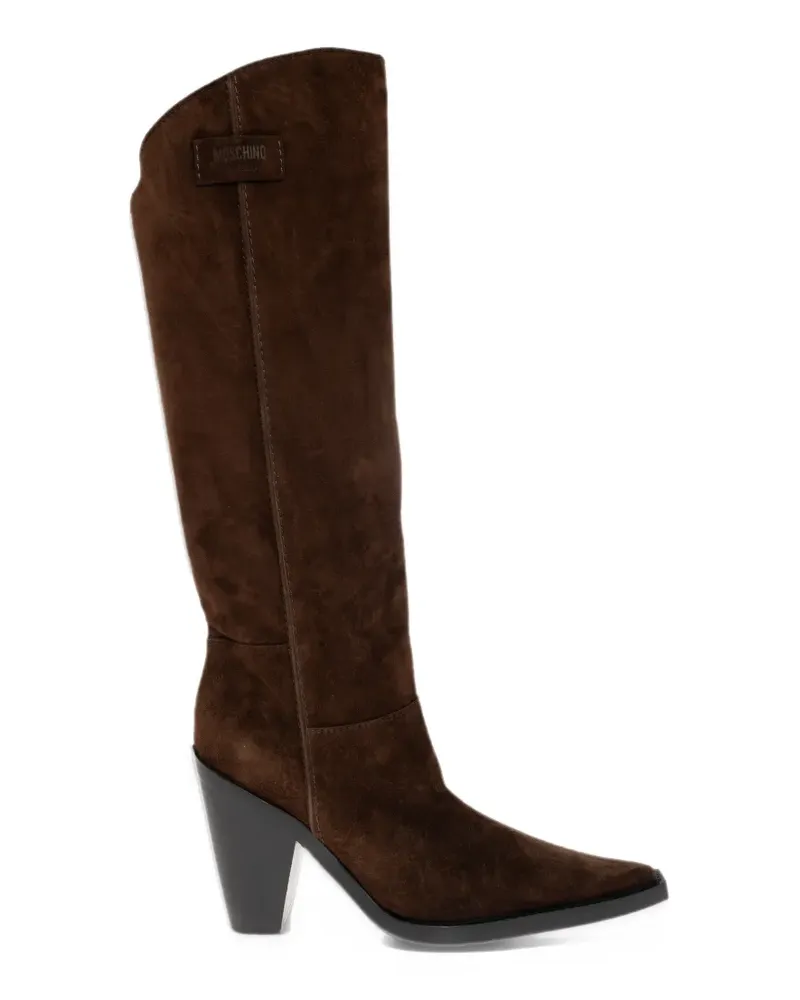 Moschino suede heeled knee-high boots - Braun Braun