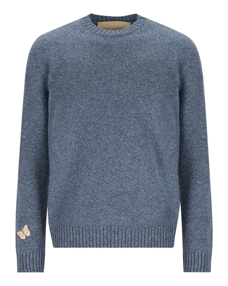 Valentino Garavani butterfly-patch mouliné sweater - Blau Blau