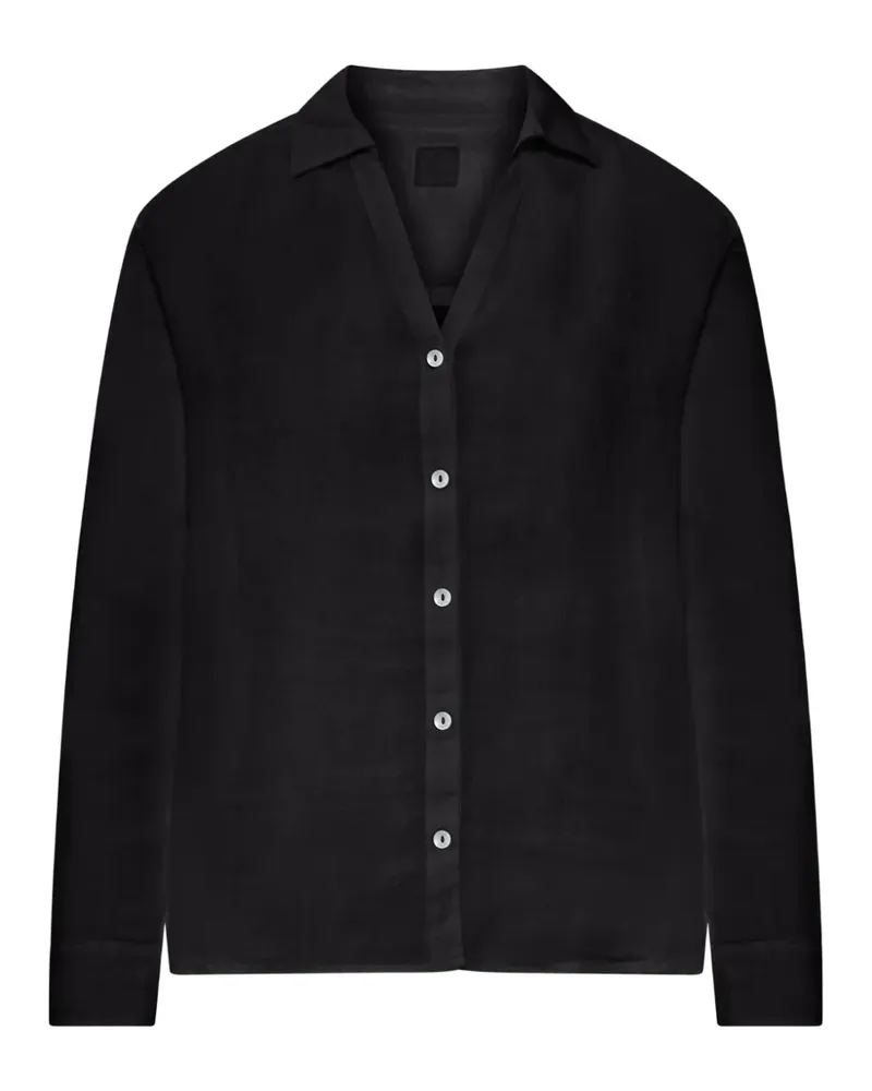 120% Lino long-sleeve linen shirt - Schwarz Schwarz