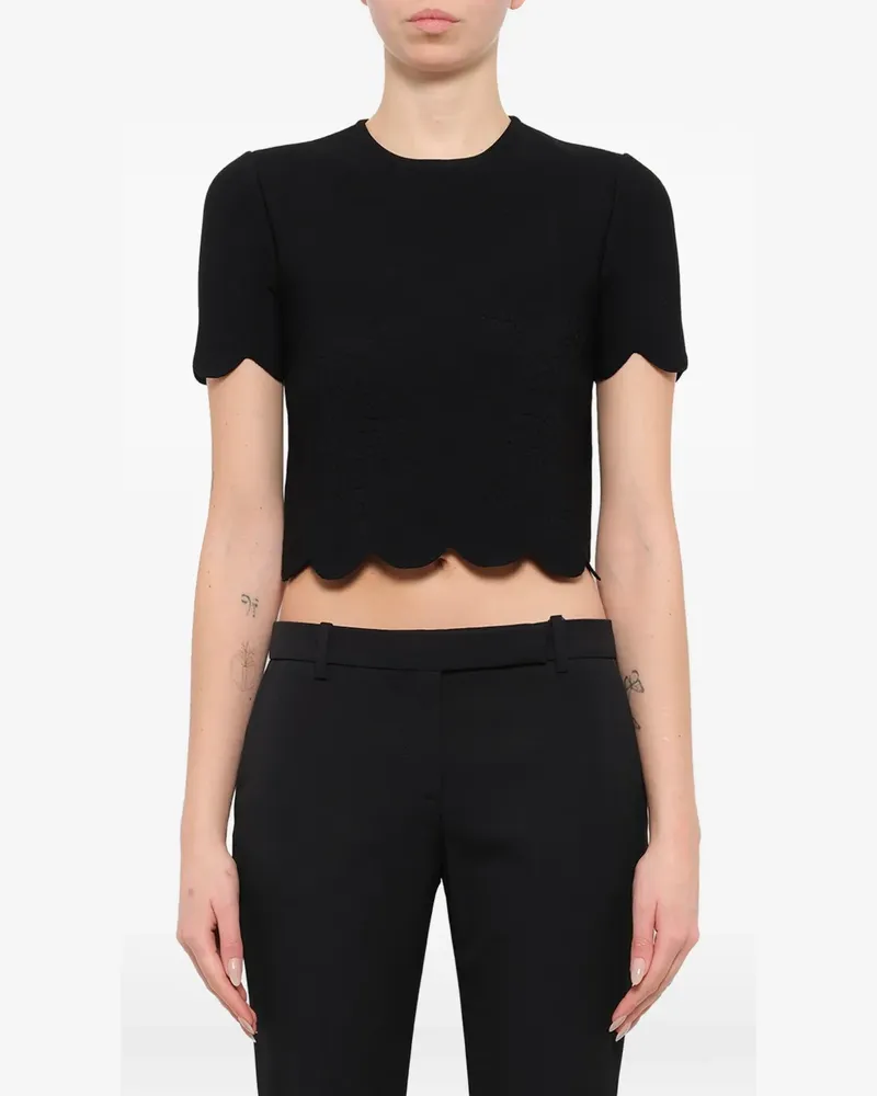 Alexander McQueen T-Shirt mit Wellensaum - Schwarz Schwarz