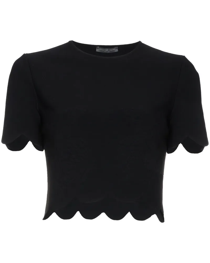 Alexander McQueen T-Shirt mit Wellensaum - Schwarz Schwarz