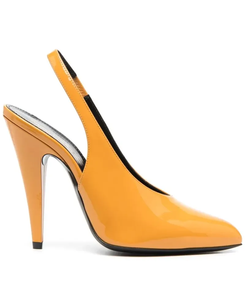 Saint Laurent Slingback-Pumps mit Glanzeffekt - Nude Nude