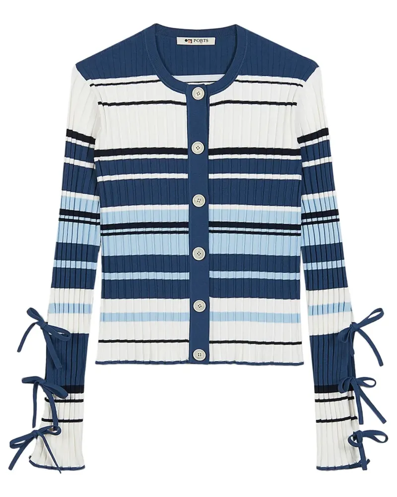Ports 1961 Gestreifter Cardigan - Blau Blau