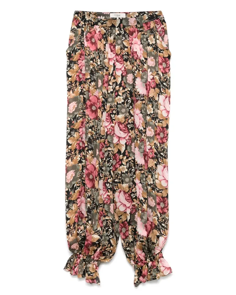Chloé Seidenhose mit Falten - Schwarz Schwarz
