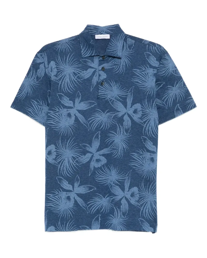 Gran Sasso Poloshirt mit Blumen-Print - Blau Blau