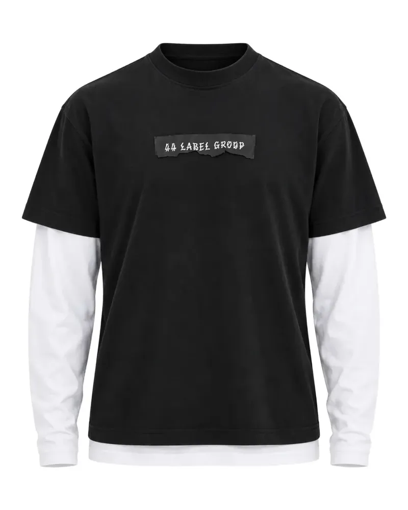 44 LABEL GROUP T-Shirt im Layering-Look mit Logo-Print - Schwarz Schwarz