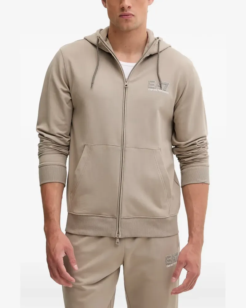 EA7 logo-print zip-up tracksuit - Nude Nude