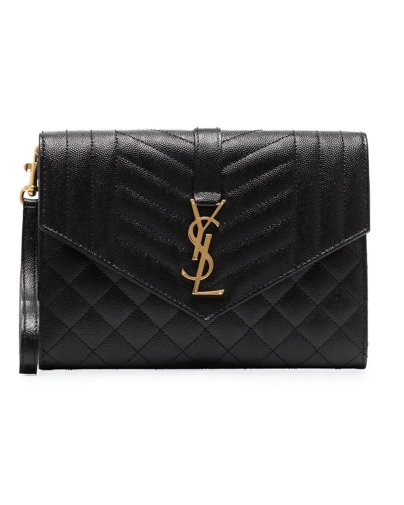Saint Laurent Kuvert-Clutch mit Monogramm - Schwarz Schwarz