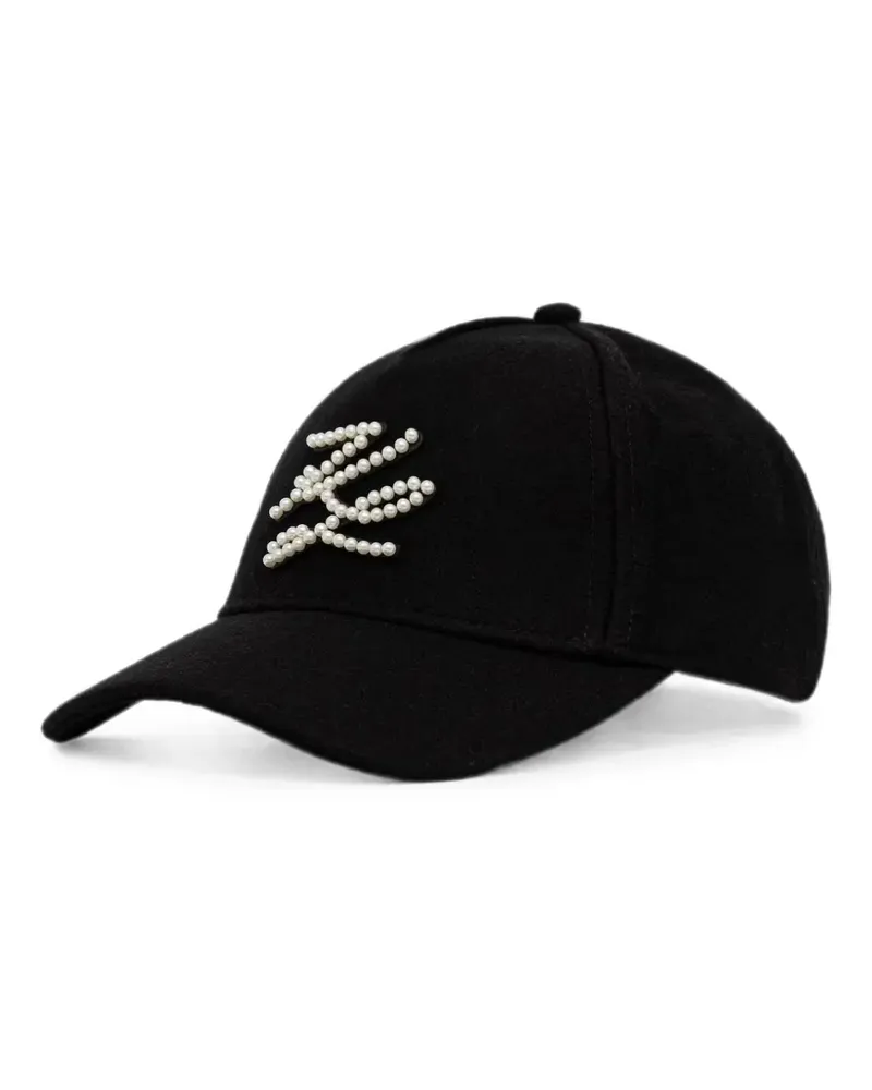 Karl Lagerfeld pearl-embellished logo-embroidered cap - Schwarz Schwarz