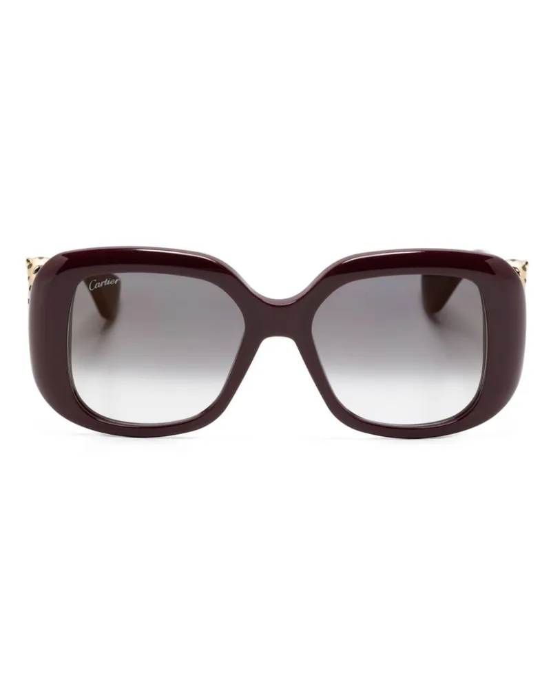 Cartier Panthère Sonnenbrille mit eckigem Gestell - Rot Rot