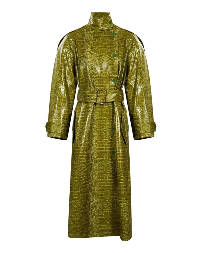 Rowen Rose croc-effect belted coat - Grün Grün