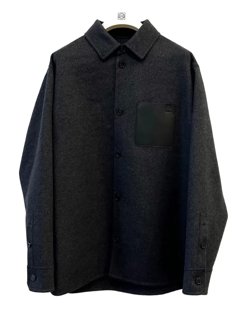 Loewe Hemdjacke mit aufgesetzter Anagram-Tasche - Grau Grau
