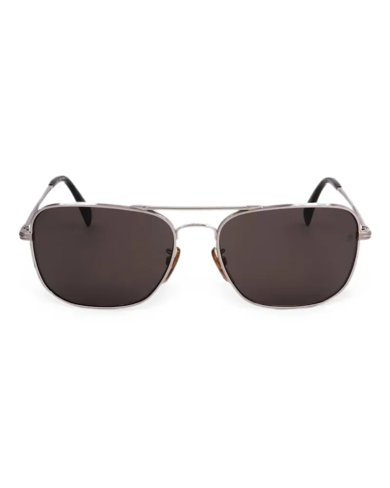 EYEWEAR by DAVID BECKHAM Eckige Sonnenbrille mit Doppelsteg - Silber Silber