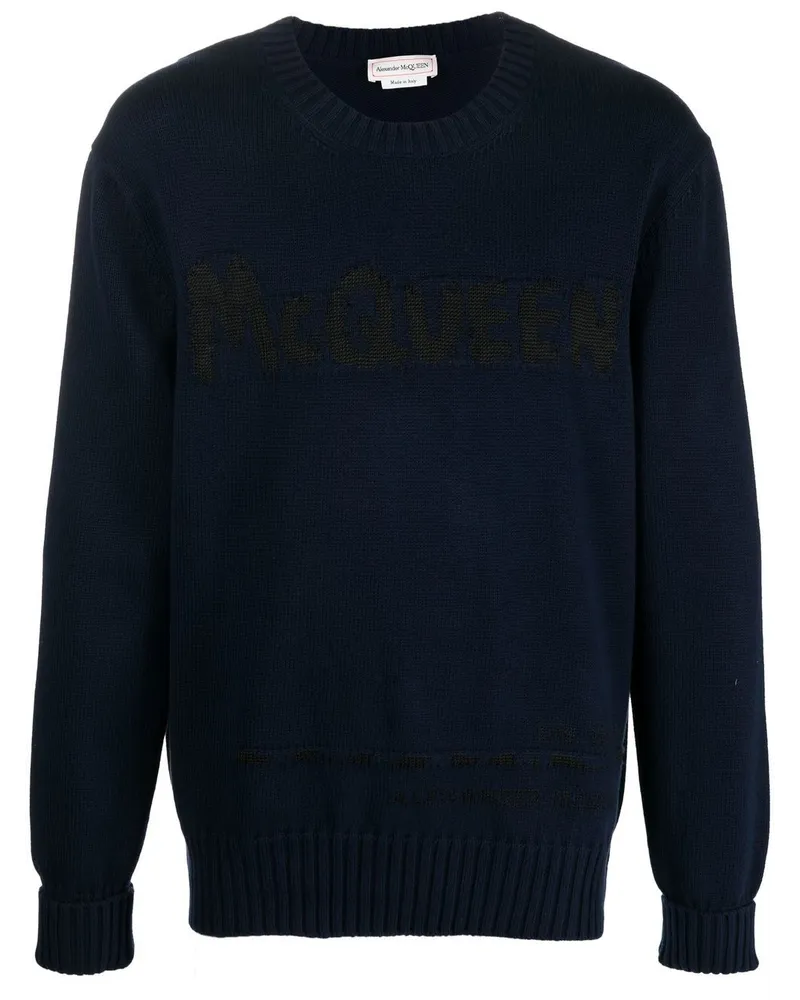 Alexander McQueen Pullover mit Intarsien-Logo - Blau Blau