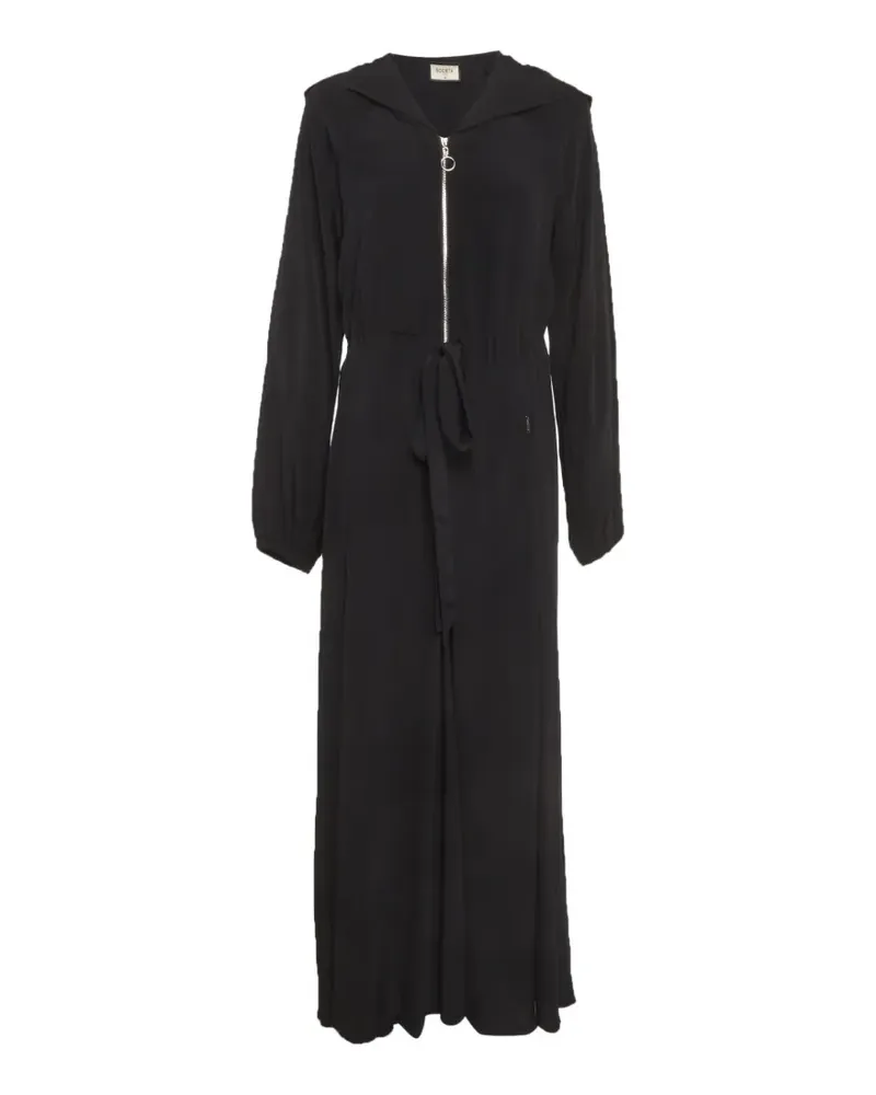 FourTwoFour on Fairfax Maxikleid mit Kapuze - Schwarz Schwarz