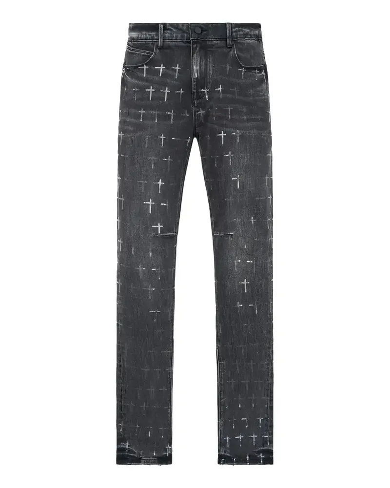 RTA Bryant cross-print denim jeans - Grau Grau