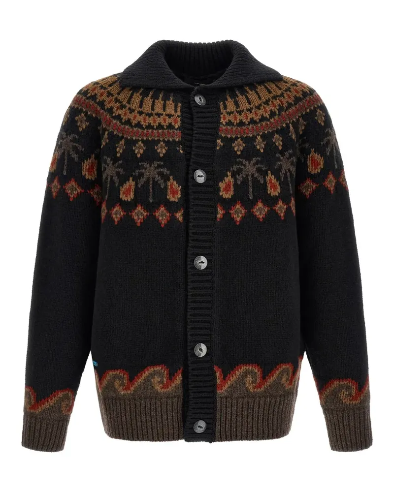 Alanui Fair Isle jacquard-knit cardigan - Schwarz Schwarz