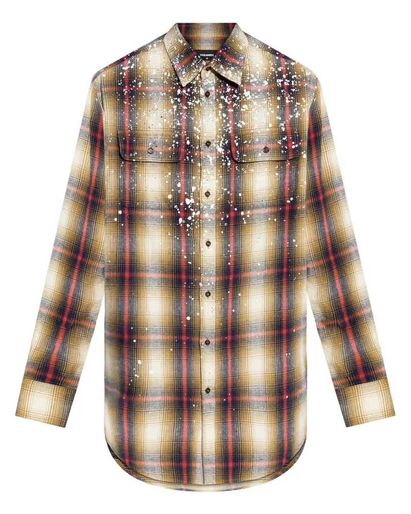 Dsquared2 Kariertes Hemd mit Kristallen - Braun Braun