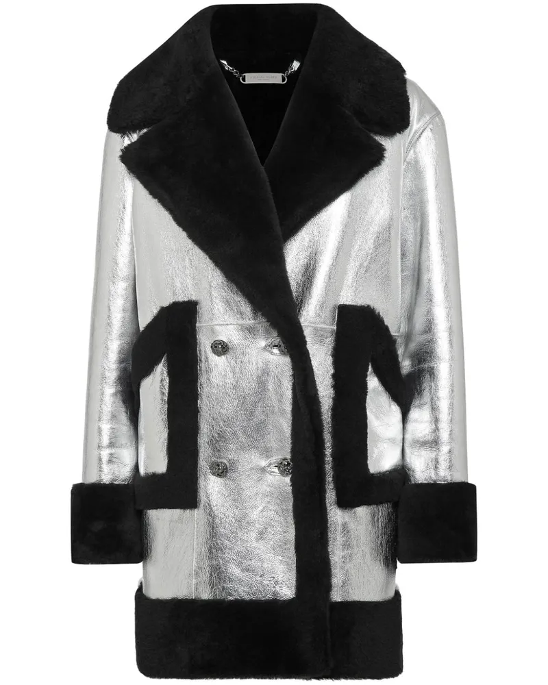 Philipp Plein Cabanjacke aus Shearling Silber