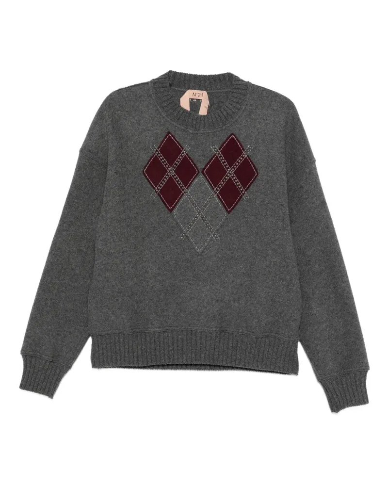 N° 21 Pullover mit Argyle-Muster - Grau Grau