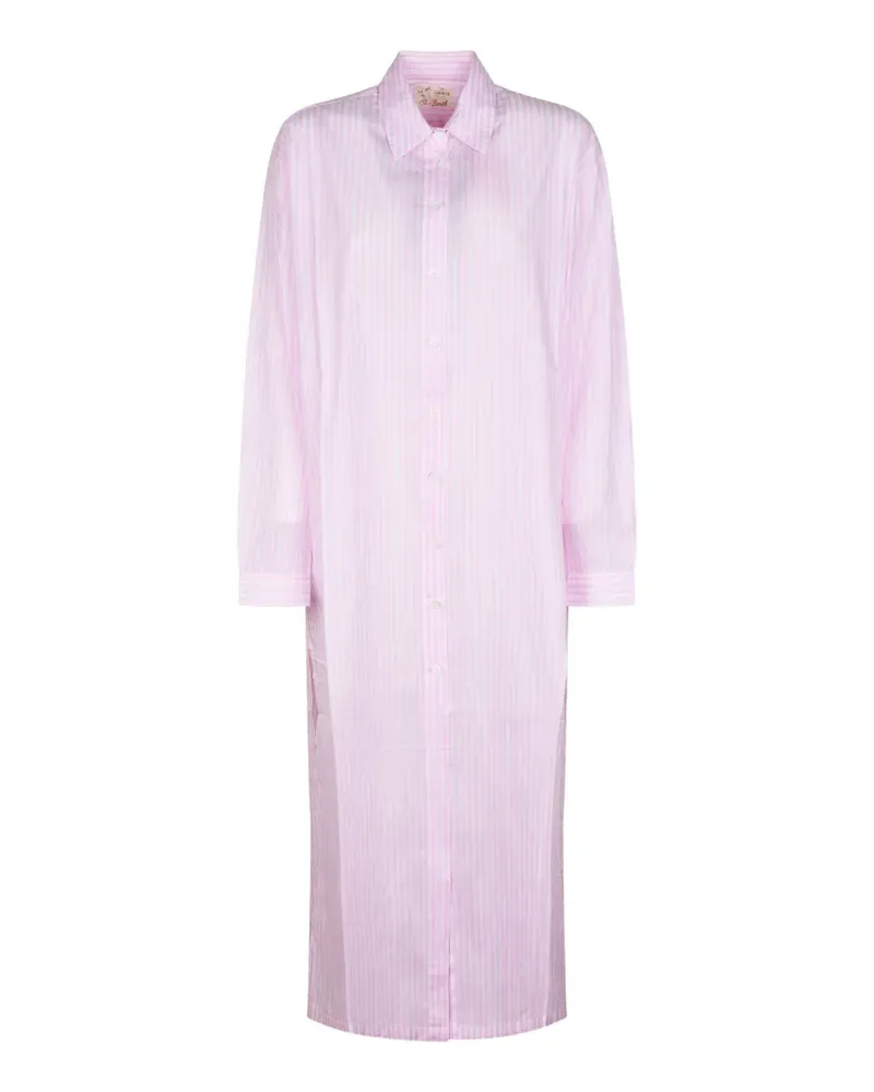 MC2 Saint Barth striped embroidered-logo shirt - Rosa Rosa