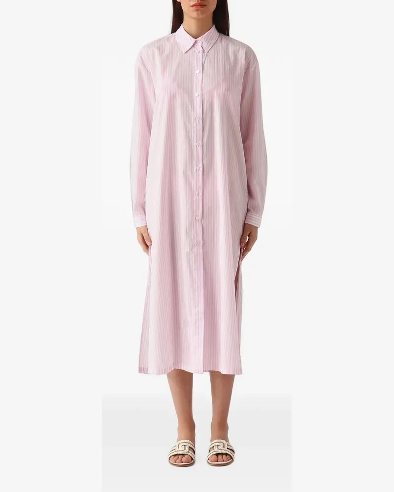 MC2 Saint Barth Gestreiftes Hemd mit Logo-Stickerei - Rosa Rosa