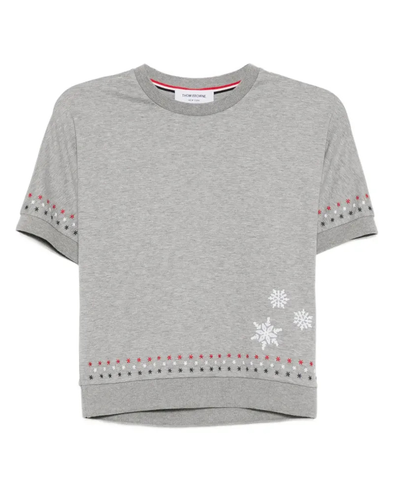 Thom Browne snowflake-embroidered cotton T-shirt - Grau Grau