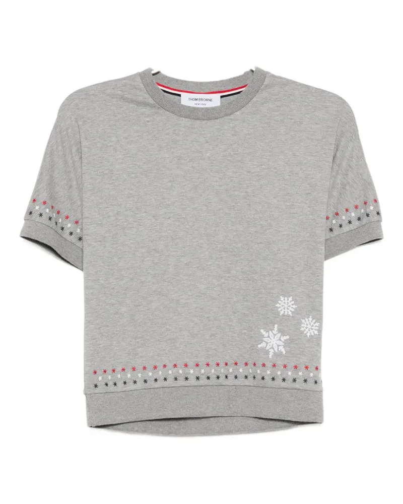 Thom Browne T-Shirt mit Schneeflocken-Stickerei - Grau Grau