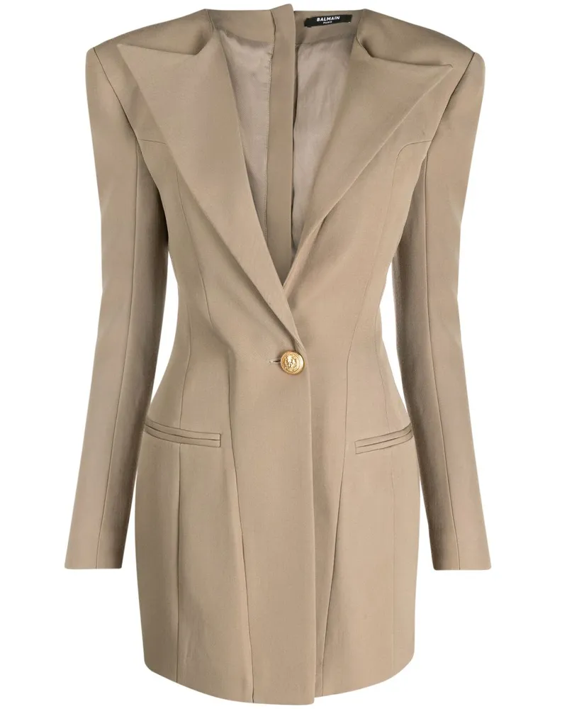 Balmain Einreihiges Blazerkleid - Braun Braun