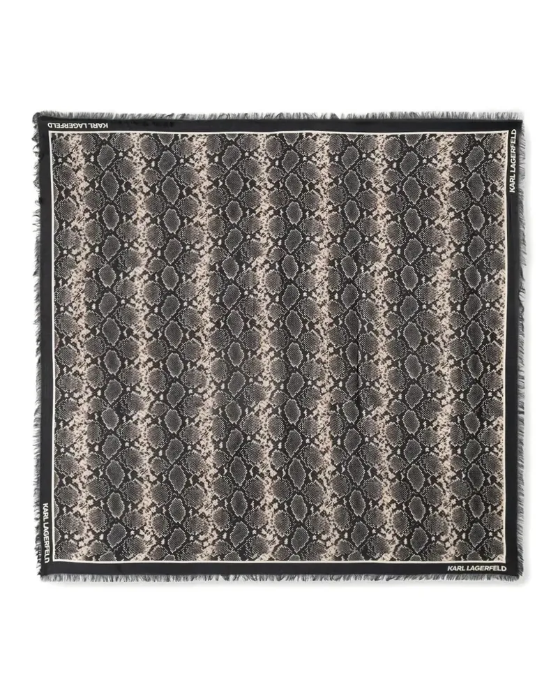 Karl Lagerfeld Ausgefranster Schal mit Schlangenprint - Schwarz Schwarz