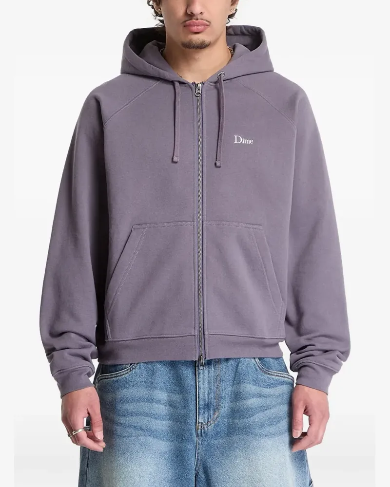 Dime logo-embroidered zip-up hoodie - Violett Violett