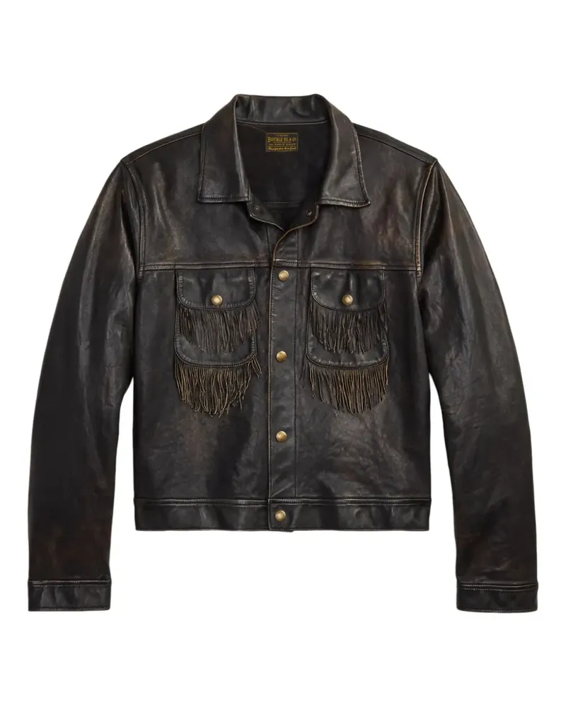 Ralph Lauren Lederjacke im Distressed-Look mit Fransenbesatz - Braun Braun