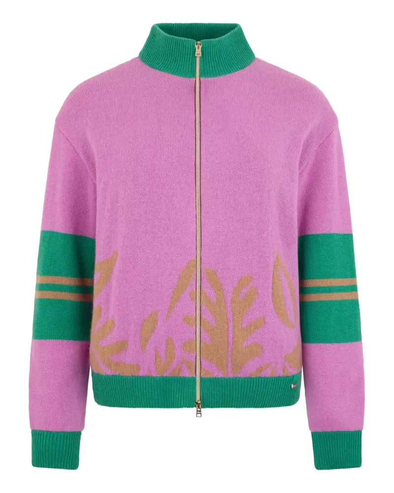 Herno zip-up leaf-pattern cardigan - Rosa Rosa