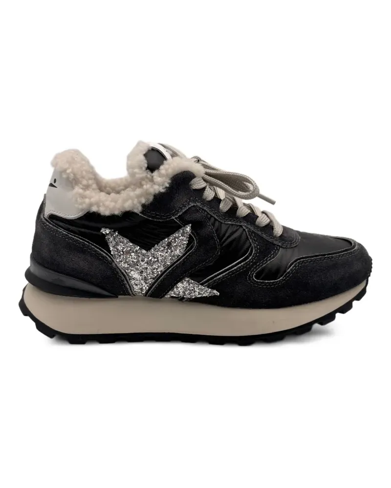 Voile Blanche Paris Star glitter-patch sneakers - Schwarz Schwarz