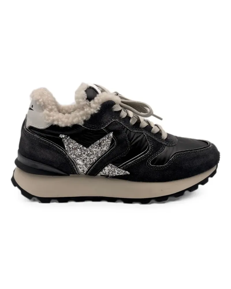 Voile Blanche Paris Star glitter-patch sneakers - Schwarz Schwarz