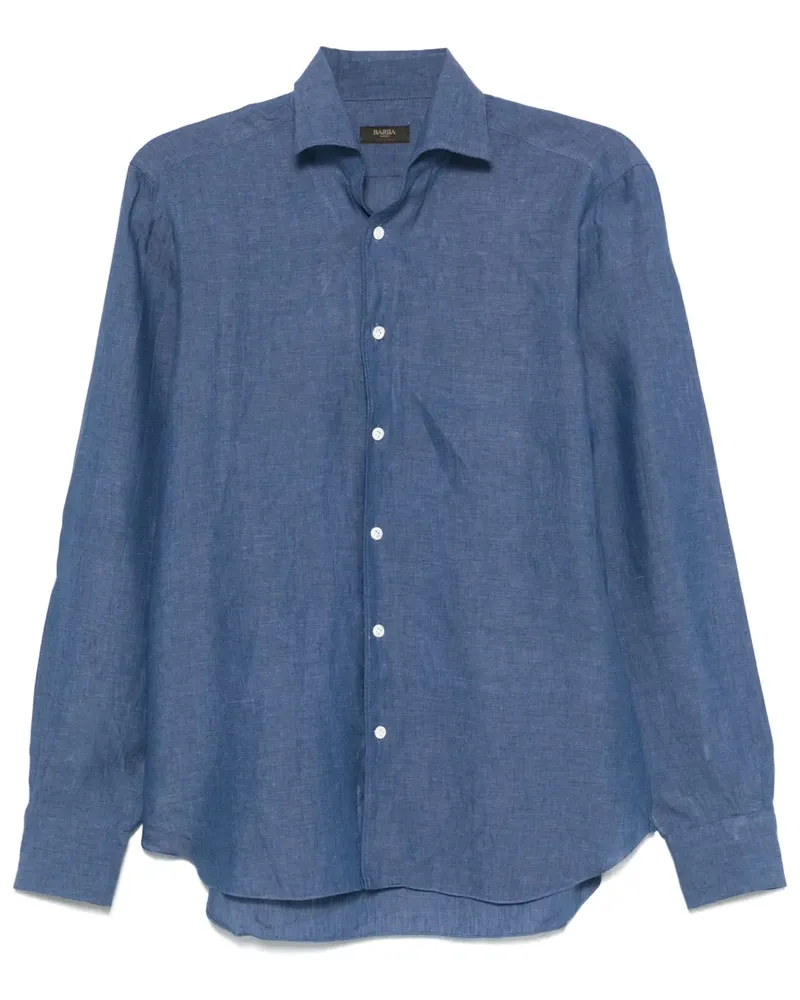 BARBA Hemd aus Leinen - Blau Blau
