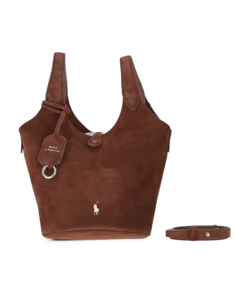 Ralph Lauren Kleine Polo Play Tote Bag aus Wildleder - Braun Braun