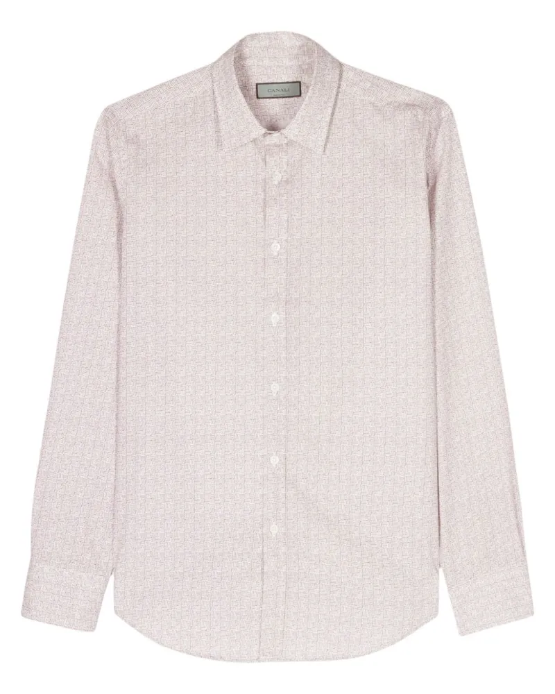 Canali Hemd mit grafischem Print - Violett Violett