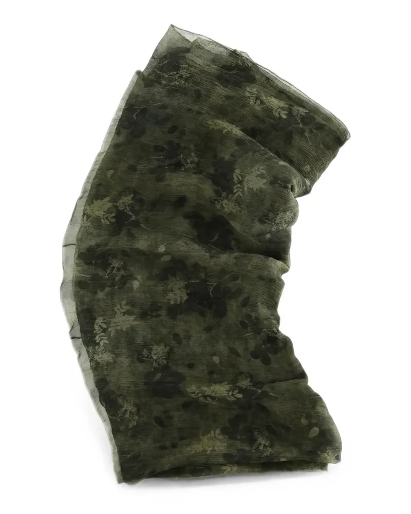 Uma Wang floral-print crinkled scarf - Grün Grün
