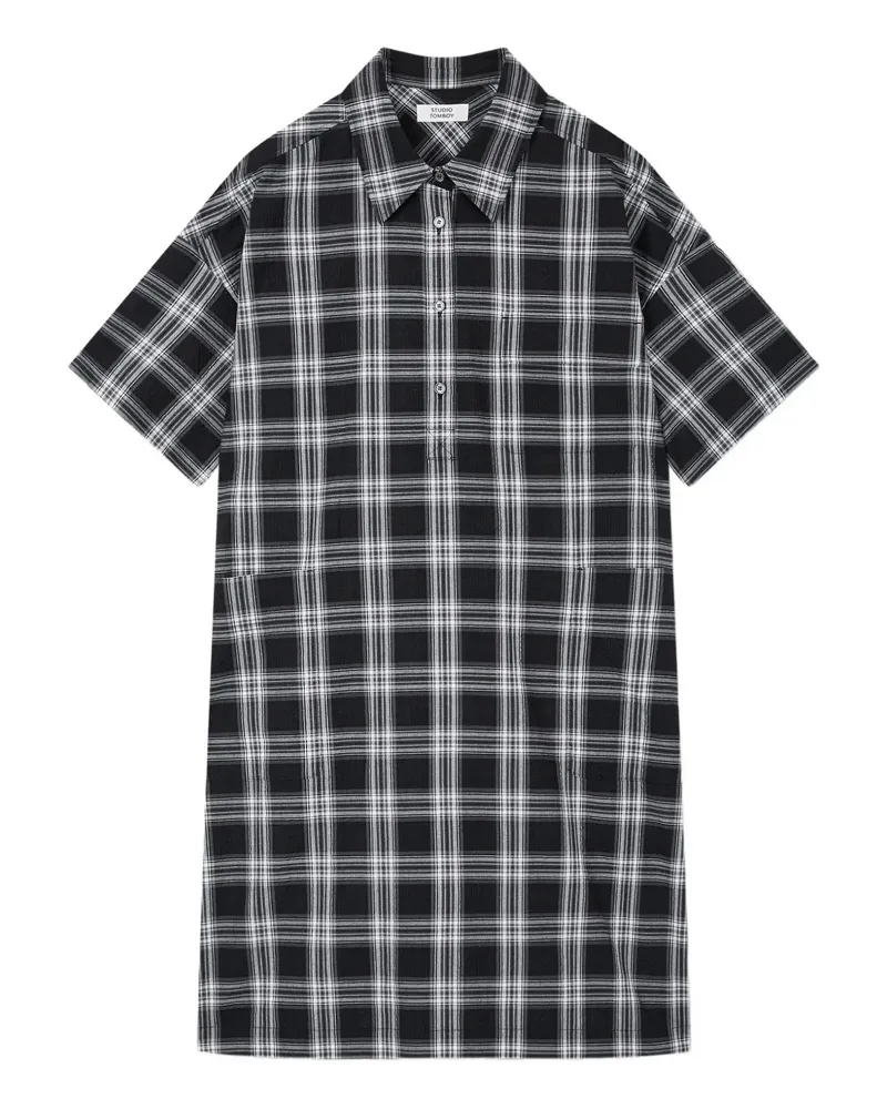 STUDIO TOMBOY Kariertes Seersucker-Kleid - Schwarz Schwarz