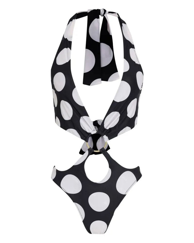 Amir Slama Badeanzug mit Polka Dots - Schwarz Schwarz