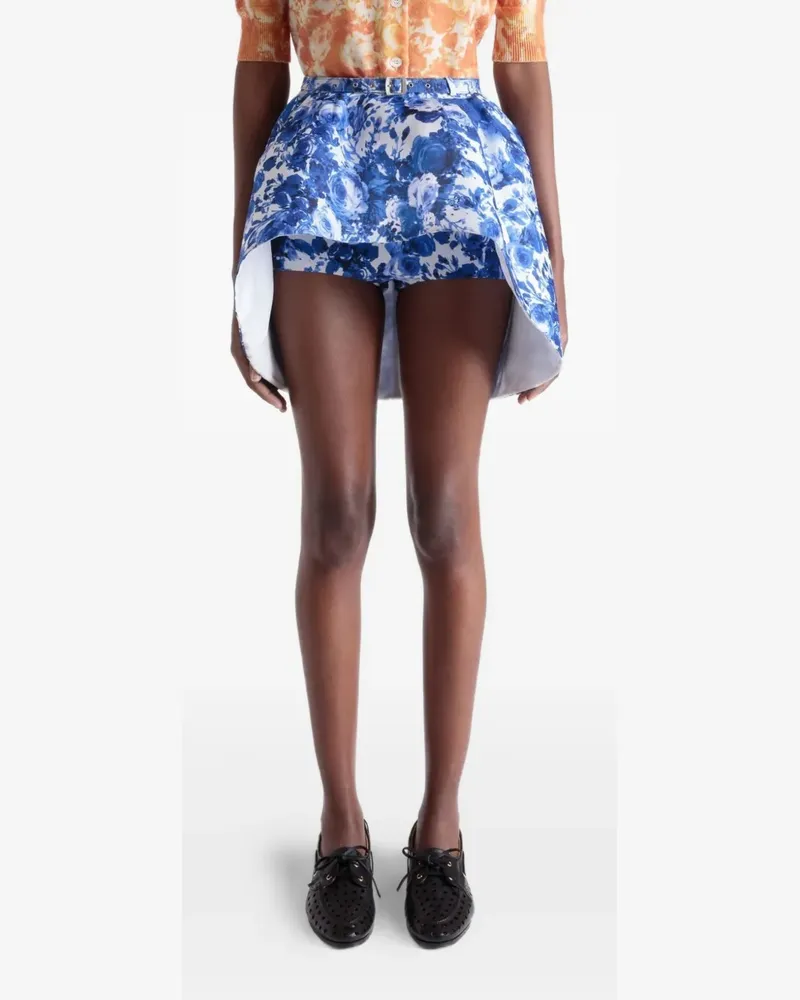 Bally Minirock mit Blumen-Print - Blau Blau