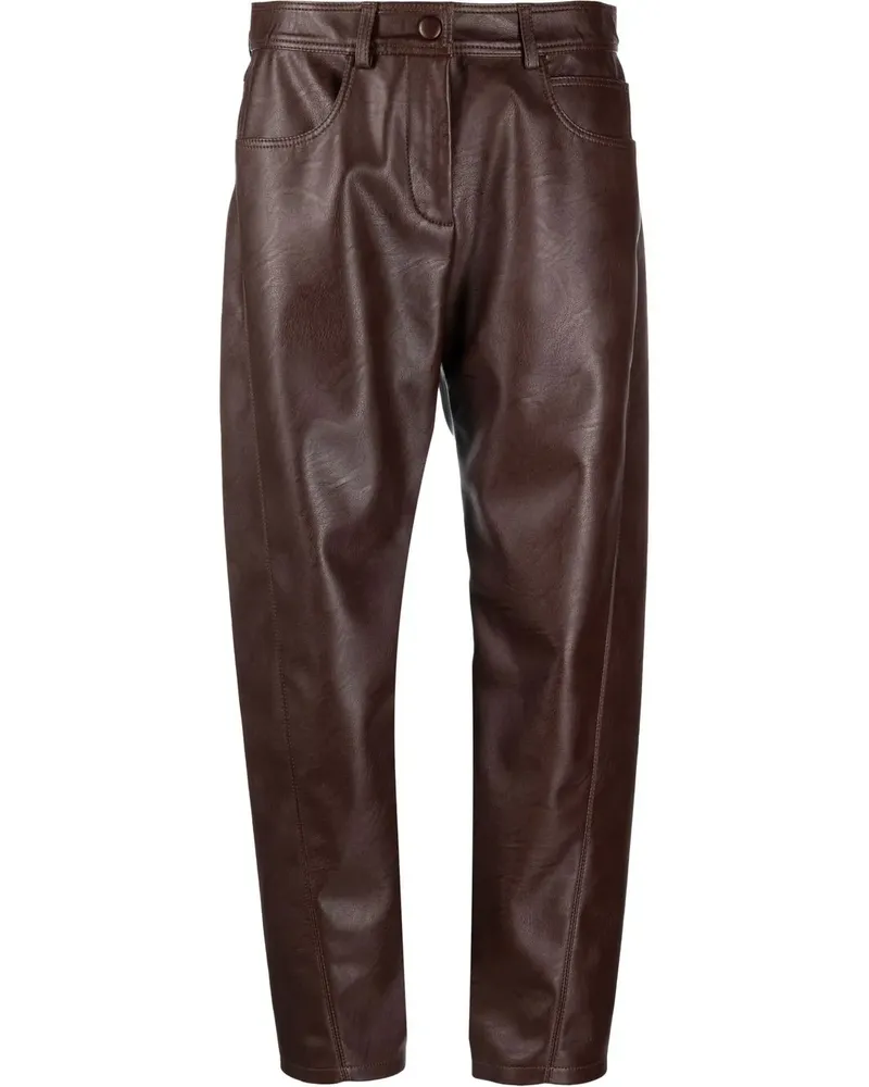 Stella McCartney Gerade Hose in Lederoptik - Braun Braun