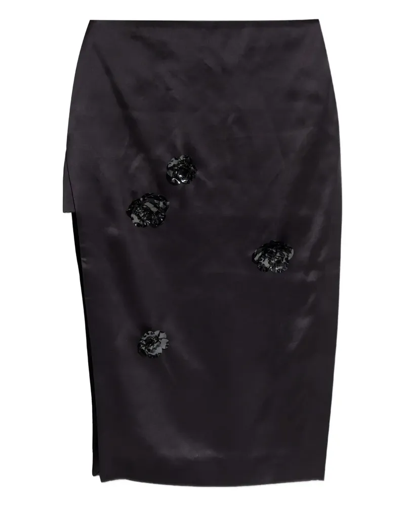 Casablanca Paris floral-detail midi skirt - Schwarz Schwarz