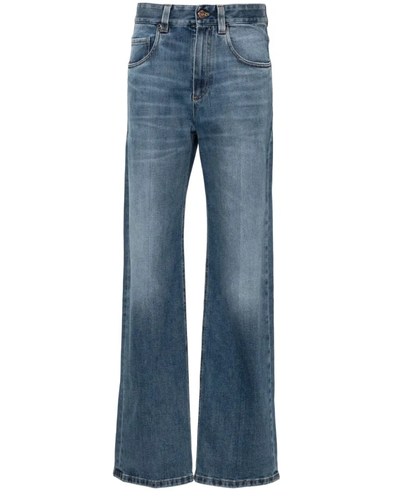 Brunello Cucinelli Gerade Jeans mit hohem Bund - Blau Blau