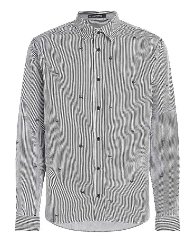 Karl Lagerfeld Gestreiftes Ikon Hemd - Schwarz Schwarz